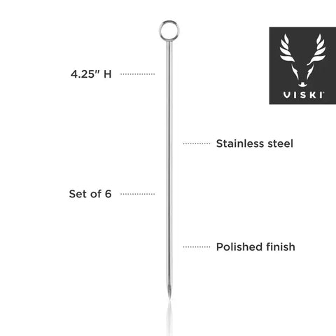 Harrison Reusable Stainless Steel Cocktail Picks - Set of 6