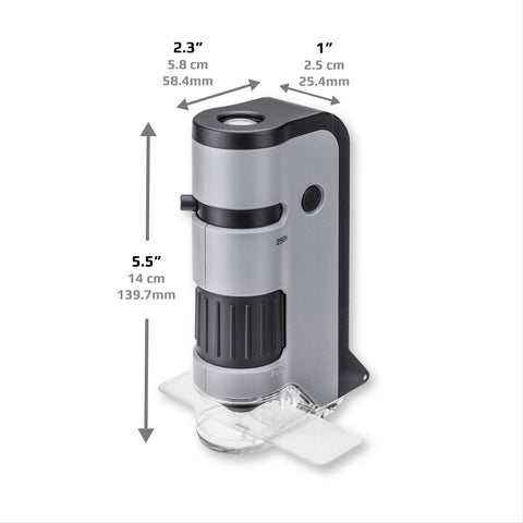 100x-250x LED High Power Pocket Microscope w/ Phone Adapter