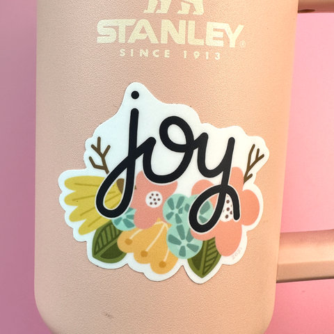 Joy,  Floral Vinyl Sticker