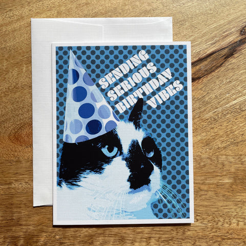 Birthday Vibes Cat Birthday funny greeting card
