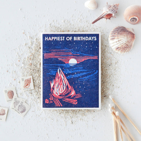 Beach Bonfire Happiest of Birthdays Card