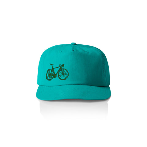Bicycle Embroidered Nylon Trucker Cap, Topaz Forest