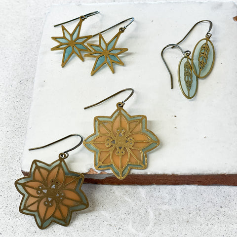 Feather - Stained Glass Resin Earrings