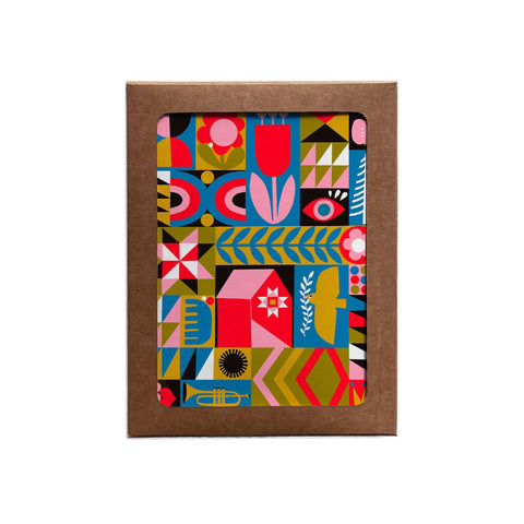 Blank/Quilt Squares with trumpet Greeting Card