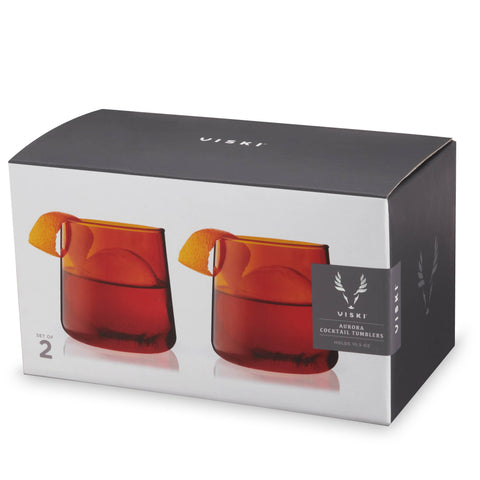 Aurora Cocktail Tumblers - Amber - Set of 2