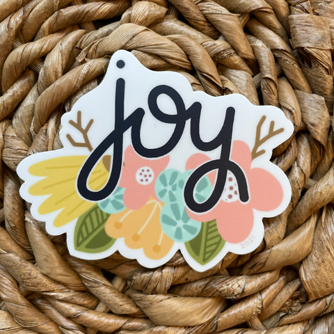 Joy,  Floral Vinyl Sticker