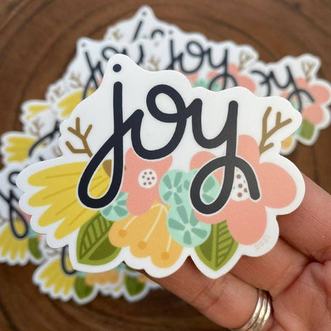 Joy,  Floral Vinyl Sticker