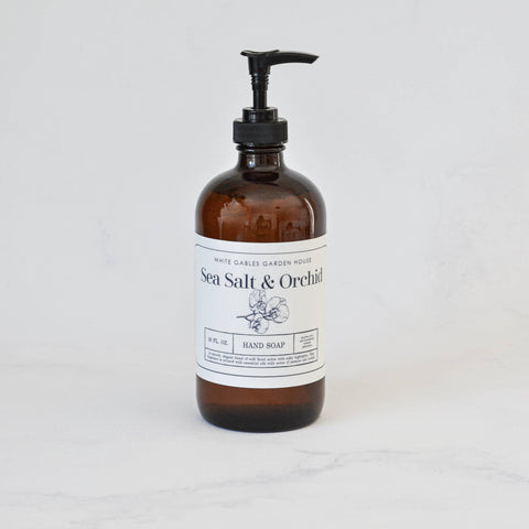 Liquid Hand Soap 16 oz. | Made In USA: Amber / Lavender Woods, Glass Jar