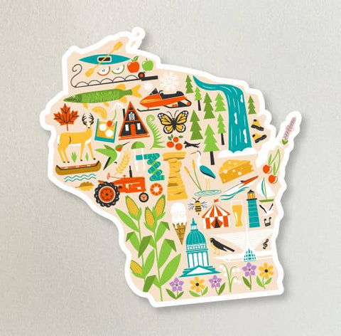 XL Wisconsin Icons Vinyl Sticker