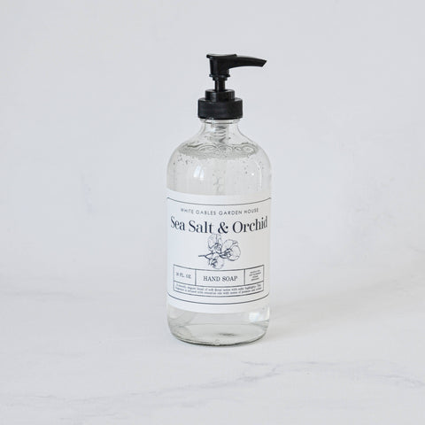 Liquid Hand Soap 16 oz. | Made In USA: Amber / Lavender Woods, Glass Jar