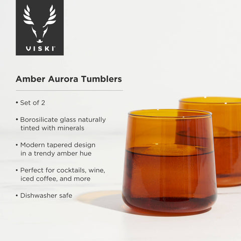 Aurora Cocktail Tumblers - Amber - Set of 2