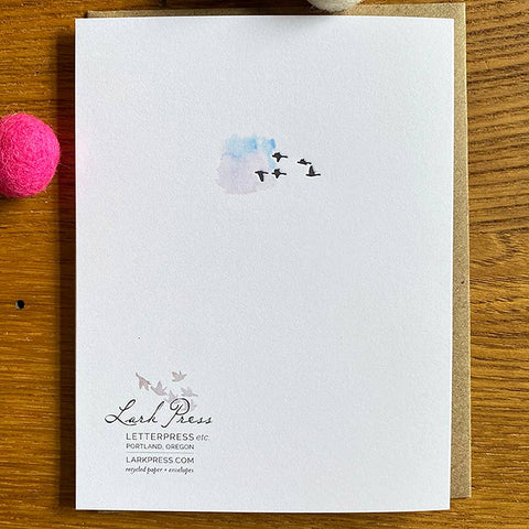 Thank You Blues and Pink Sky with Letterpress Birds