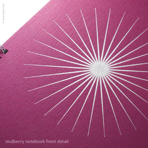 Big Burst Spiral Notebook with Mulberry Cover and Silver Ink: Blank