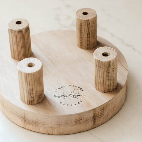 Round Reclaimed Wood Riser Stand | Made In USA: 4"
