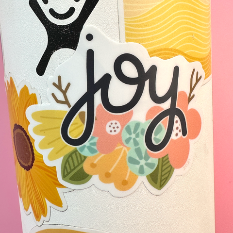 Joy,  Floral Vinyl Sticker