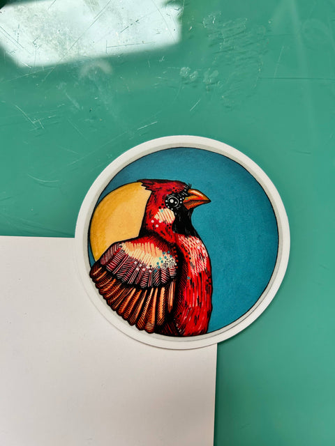 Cardinal Round Vinyl Sticker