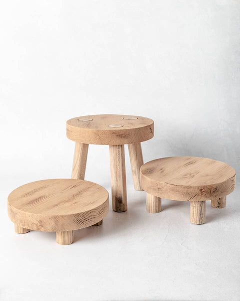 Round Reclaimed Wood Riser Stand | Made In USA: 3"