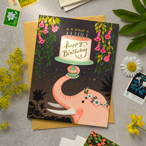 Pink Elephant Greeting Card