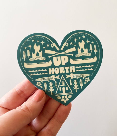 Up North Wisconsin Heart Icons Vinyl Sticker