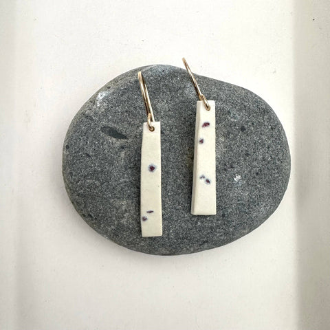 Bar dangle earring- speckled glaze: Sea salt speckle / hoop