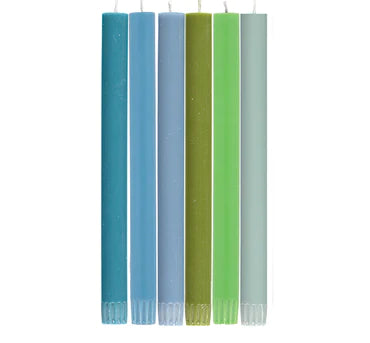 Mixed Rainbow Cools Blues/Greens 25 cm Taper Candle