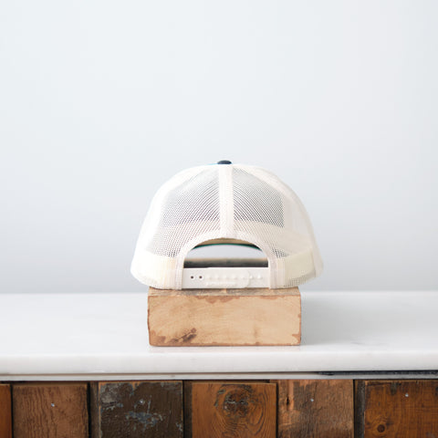 Road Bike Low Profile Trucker Cap, Navy Aqua