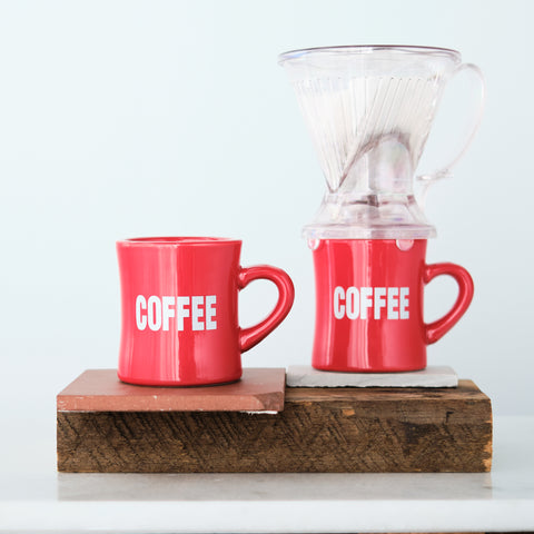 COFFEE Typography Diner Mug, Red