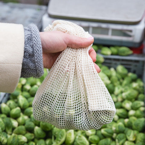 ORGANIC MESH DRAWSTRING BAG,  set of 3 - Medium