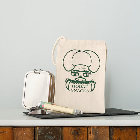 recycled canvas lunch bag hodag monster screen print