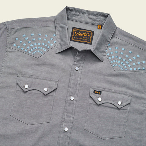 HOWLER BROTHERS Crosscut Deluxe Shortsleeve Shirt, Beams: Blue Spruce
