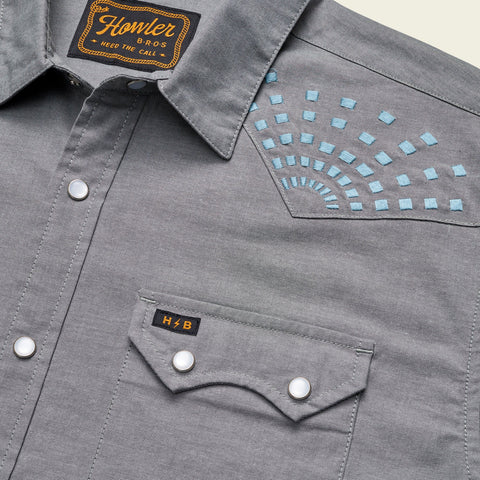 HOWLER BROTHERS Crosscut Deluxe Shortsleeve Shirt, Beams: Blue Spruce
