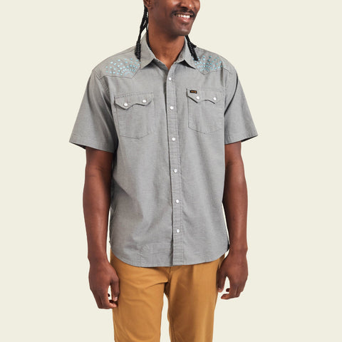 HOWLER BROTHERS Crosscut Deluxe Shortsleeve Shirt, Beams: Blue Spruce