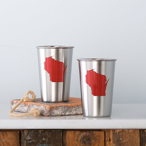 Wisconsin Silhouette Stainless Steel Pint Tumbler