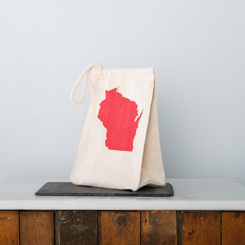 Wisconsin State Silhouette Recycled Cotton Lunch Bag
