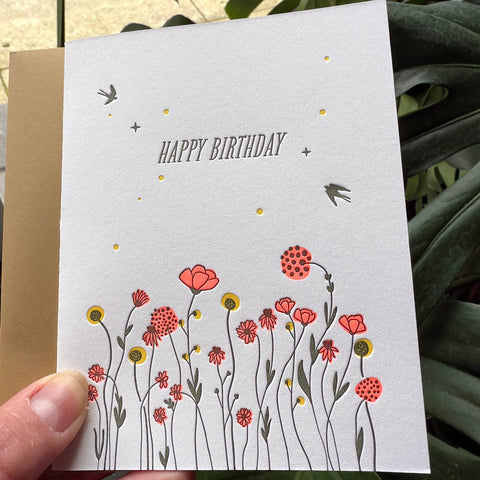 Happy Birthday Wildflowers Letterpress Card