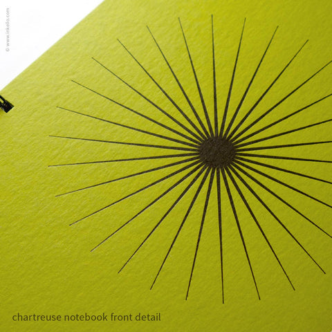 Big Burst Spiral Notebook with Chartreuse Cover + Black Ink: Blank