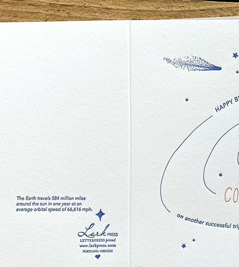 Another Trip Around the Sun Letterpress Birthday Card