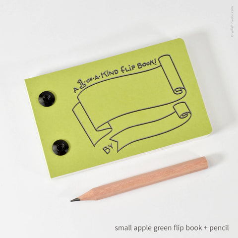 Draw-Your-Own Flip Book + Pencil (#316): Apple Green / Small