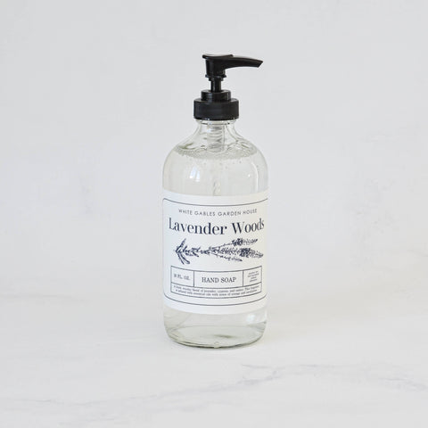 Liquid Hand Soap 16 oz. | Made In USA: Amber / Lavender Woods, Glass Jar