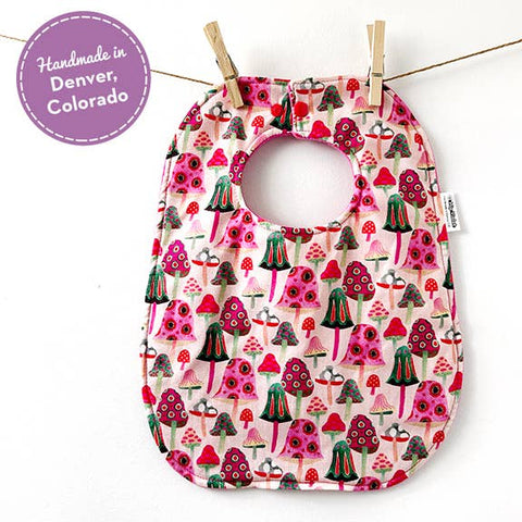 Pink Mushroom Baby Bib
