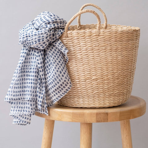 Navy Dot Block Printed Scarf