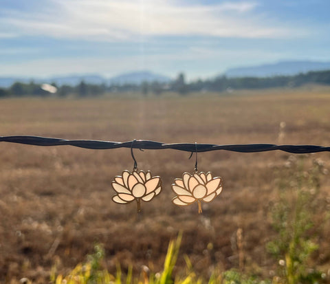 Peony // stained glass resin earrings
