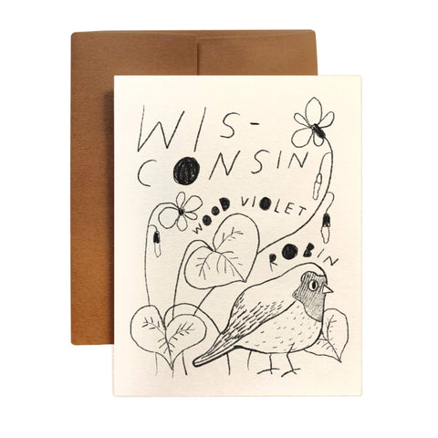 WISCONSIN State Flower & Bird Greeting Card