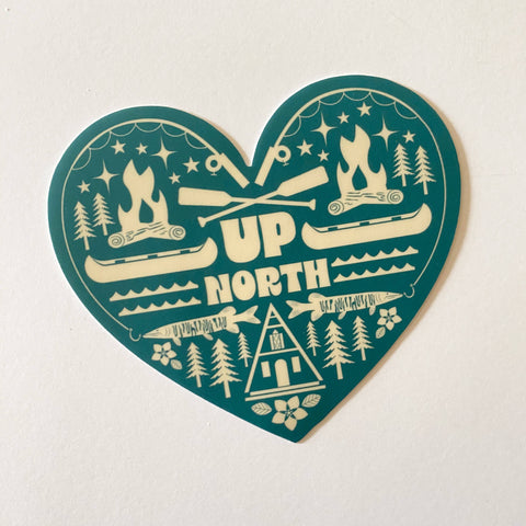 Up North Wisconsin Heart Icons Vinyl Sticker