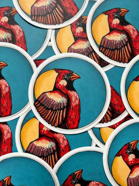Cardinal Round Vinyl Sticker