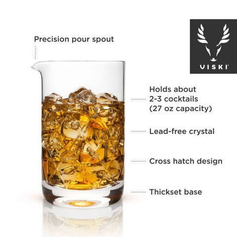 Viski Professional Extra Large Crystal Cocktail Mixing Glass