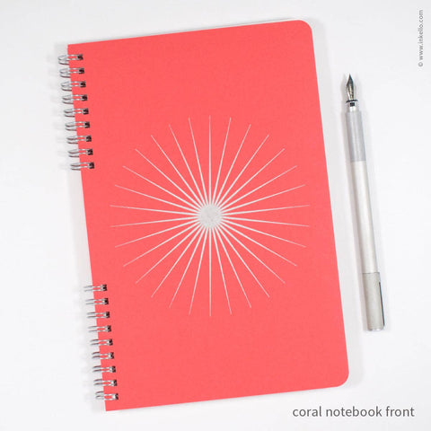Big Burst Spiral Notebook with Coral Cover and Silver Ink: Blank