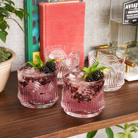 Deco Beau Crystal Lowball Tumblers - Set of 4