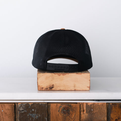 Road Bike Low Profile Trucker Cap, Black Carmel