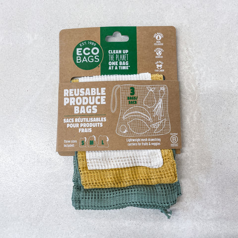 REUSABLE PRODUCE BAGS - set of 3 assorted sizes